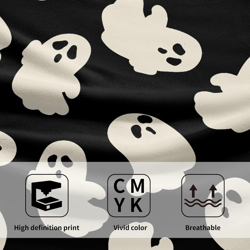 Granbey Halloween Ghost Hand Towels Pack of 2 White Spooky Ghost Black Face Towel 28.3x14.4 Inch Happy Halloween Holiday Decorative Super Soft Kitchen Towels for Bathroom Home Hotel Gym - Image 3